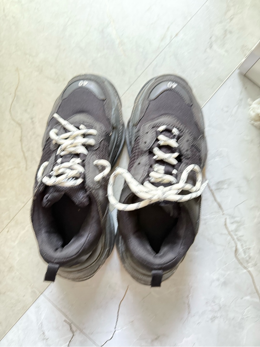 Balenciaga Gray Chunky Men's Sneakers with White Laces